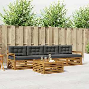 Zunanja garnitura za sedenje 5 pcs Naravna in antracitna