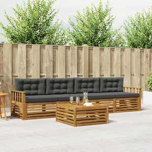 Zunanja garnitura za sedenje 5 pcs Naravna in antracitna