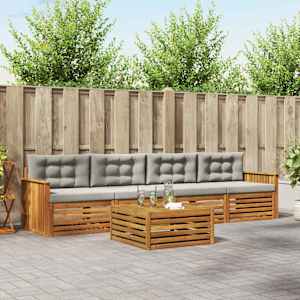 Zunanja garnitura za sedenje 5 pcs Naravna in svetlo siva