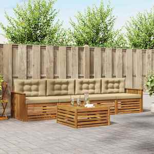 Zunanja garnitura za sedenje z blazino 5 pcs Naravna in bež