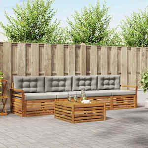 Zunanja garnitura za sedenje 5 pcs Naravna in svetlo siva