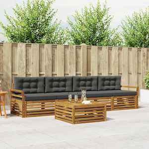 Zunanja garnitura za sedenje 5 pcs Naravna in antracitna