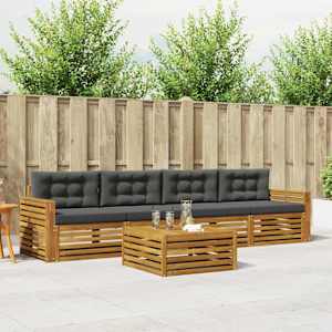 Zunanja garnitura za sedenje 5 pcs Naravna in antracitna