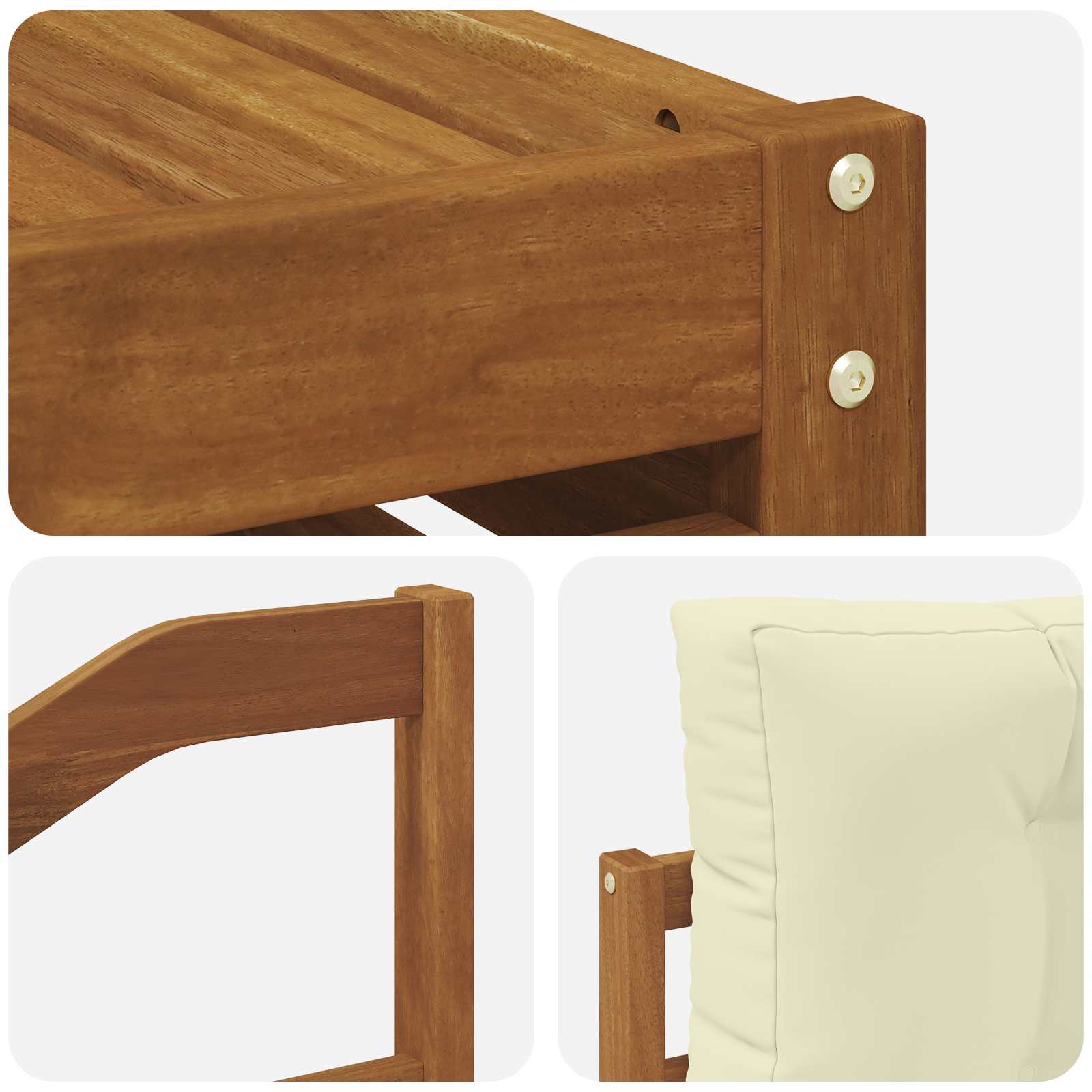 Zunanja garnitura za sedenje z blazino 5 pcs Naravna in smetana - slika 6