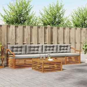 Zunanja garnitura za sedenje 5 pcs Naravna in svetlo siva