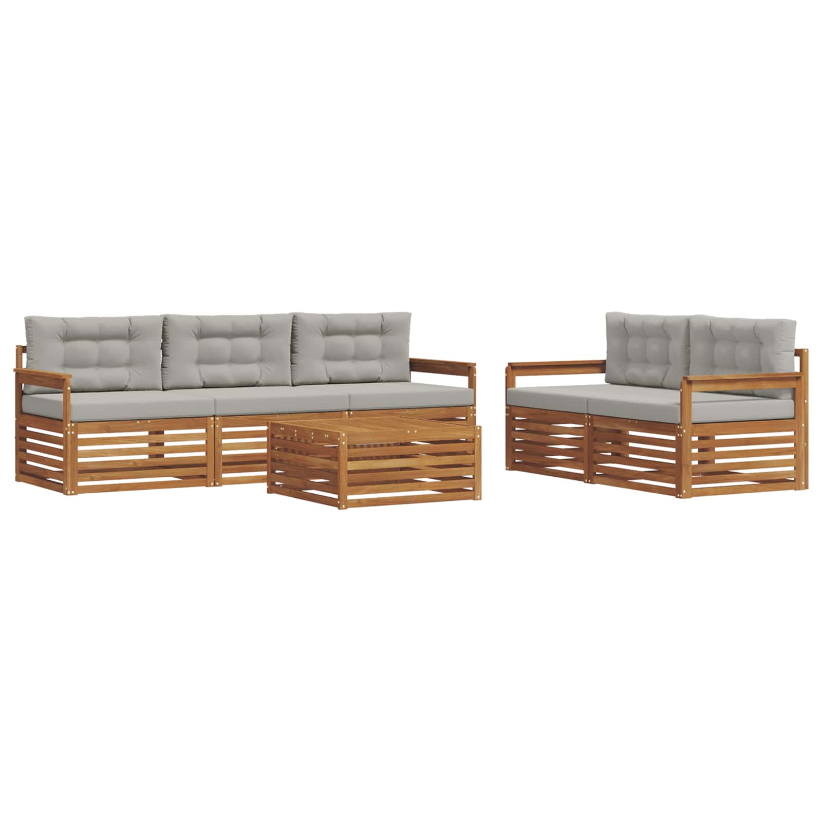 Zunanja garnitura za sedenje 6 pcs Naravna in svetlo siva - slika 2