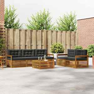 Zunanja garnitura za sedenje 6 pcs Naravna in antracitna