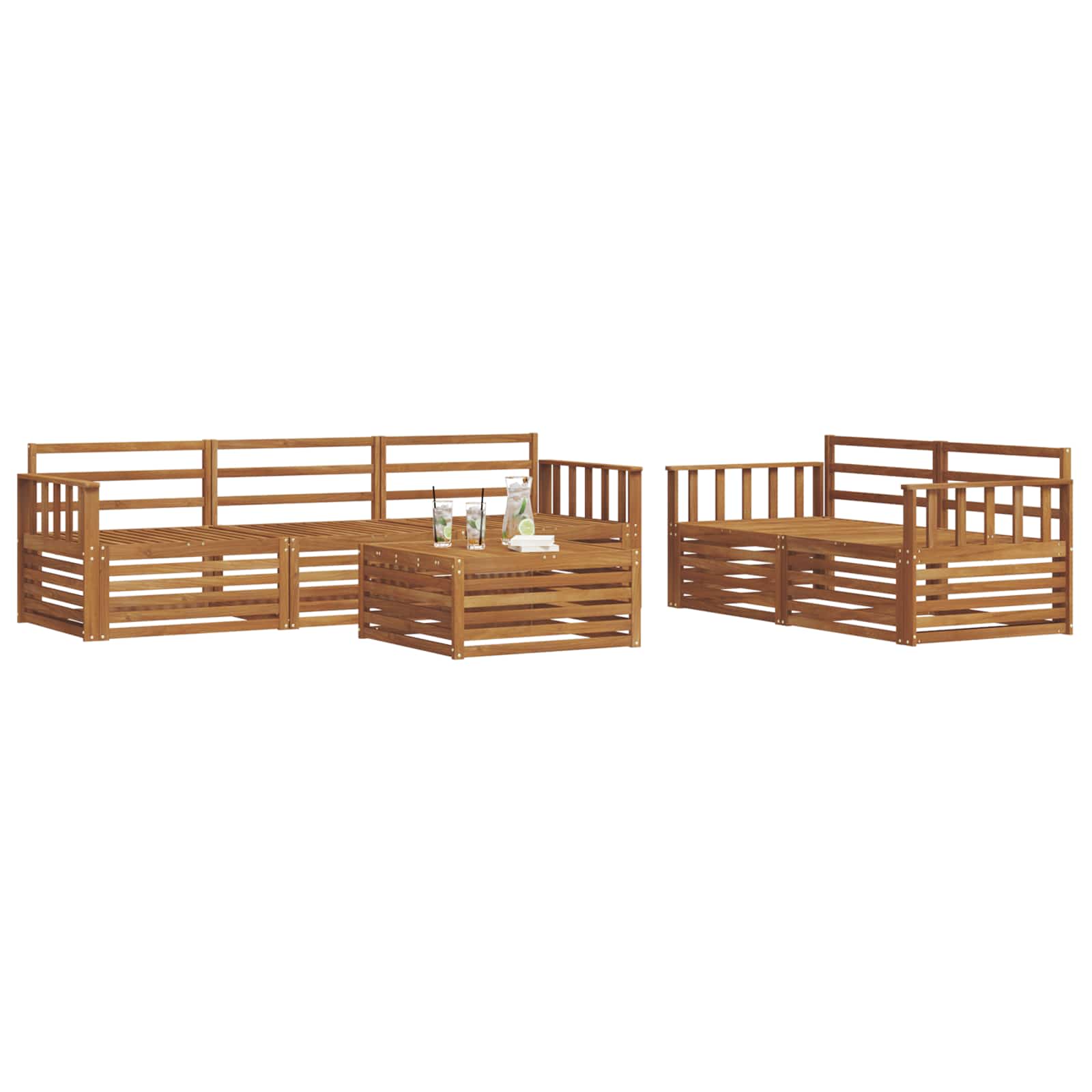 Zunanja garnitura za sedenje 6 pcs Naravna Masiven les akacije - slika 3