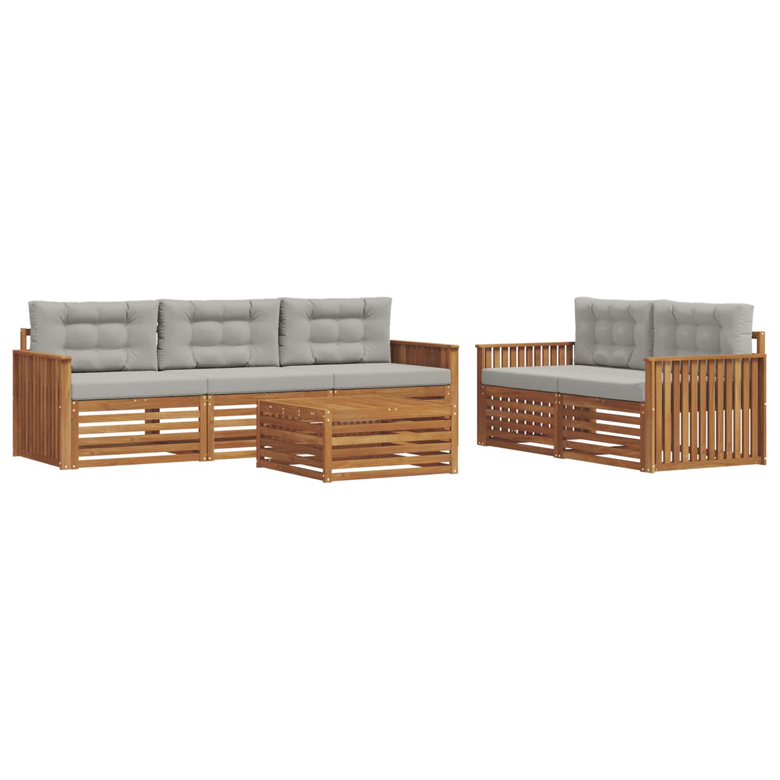 Zunanja garnitura za sedenje 6 pcs Naravna in svetlo siva - slika 2