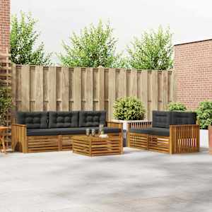 Zunanja garnitura za sedenje 6 pcs Naravna in antracitna