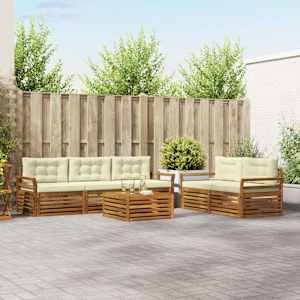 Zunanja garnitura za sedenje z blazino 6 pcs Naravna in smetana