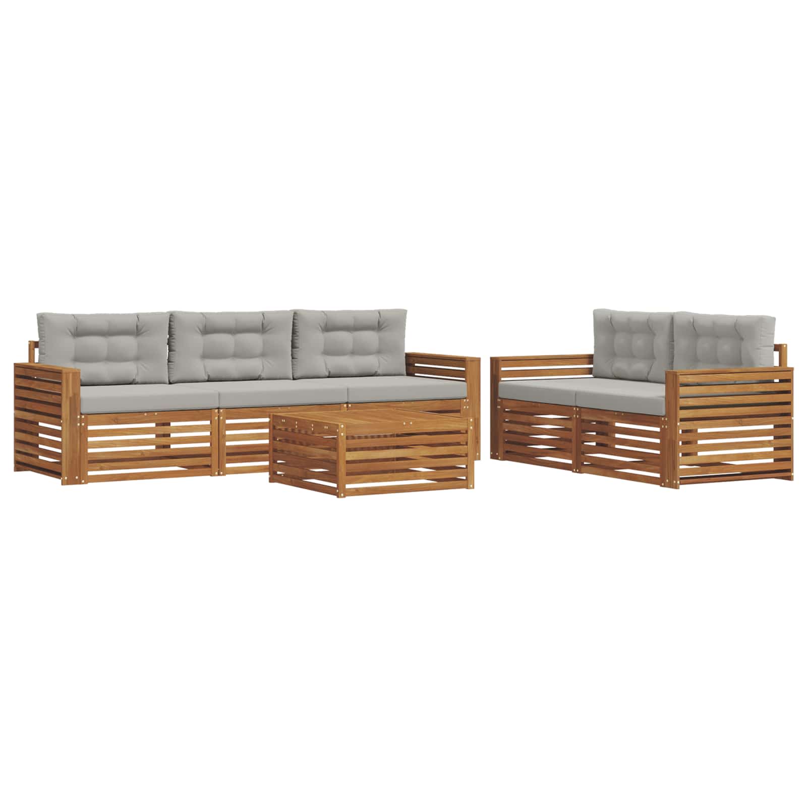 Thumbnail - vidaXL Outdoor-Sofagarnitur mit Kissen 6 pcs Natürlich und Hellgrau