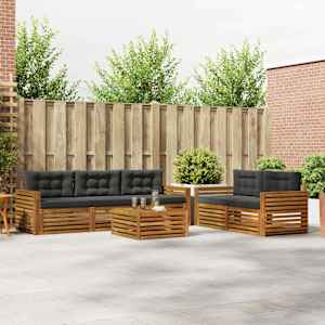 Zunanja garnitura za sedenje 6 pcs Naravna in antracitna