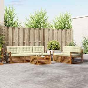 Zunanja garnitura za sedenje z blazino 6 pcs Naravna in smetana