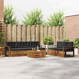 Zunanja garnitura za sedenje 6 pcs Naravna in antracitna