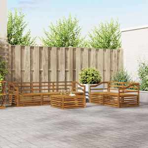 Zunanja garnitura za sedenje 6 pcs Naravna