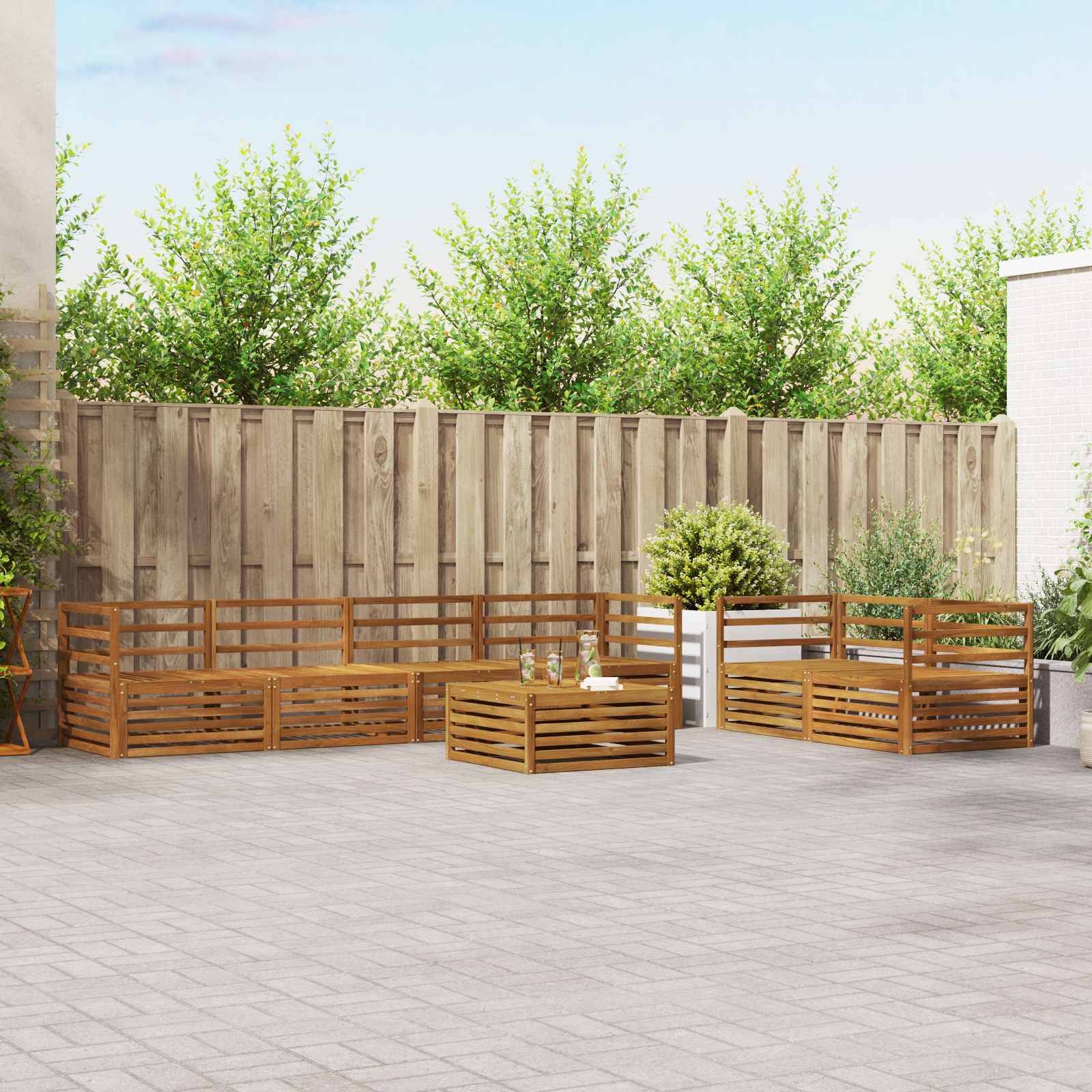 vidaXL Outdoor-Sofagarnitur 7 pcs Natur