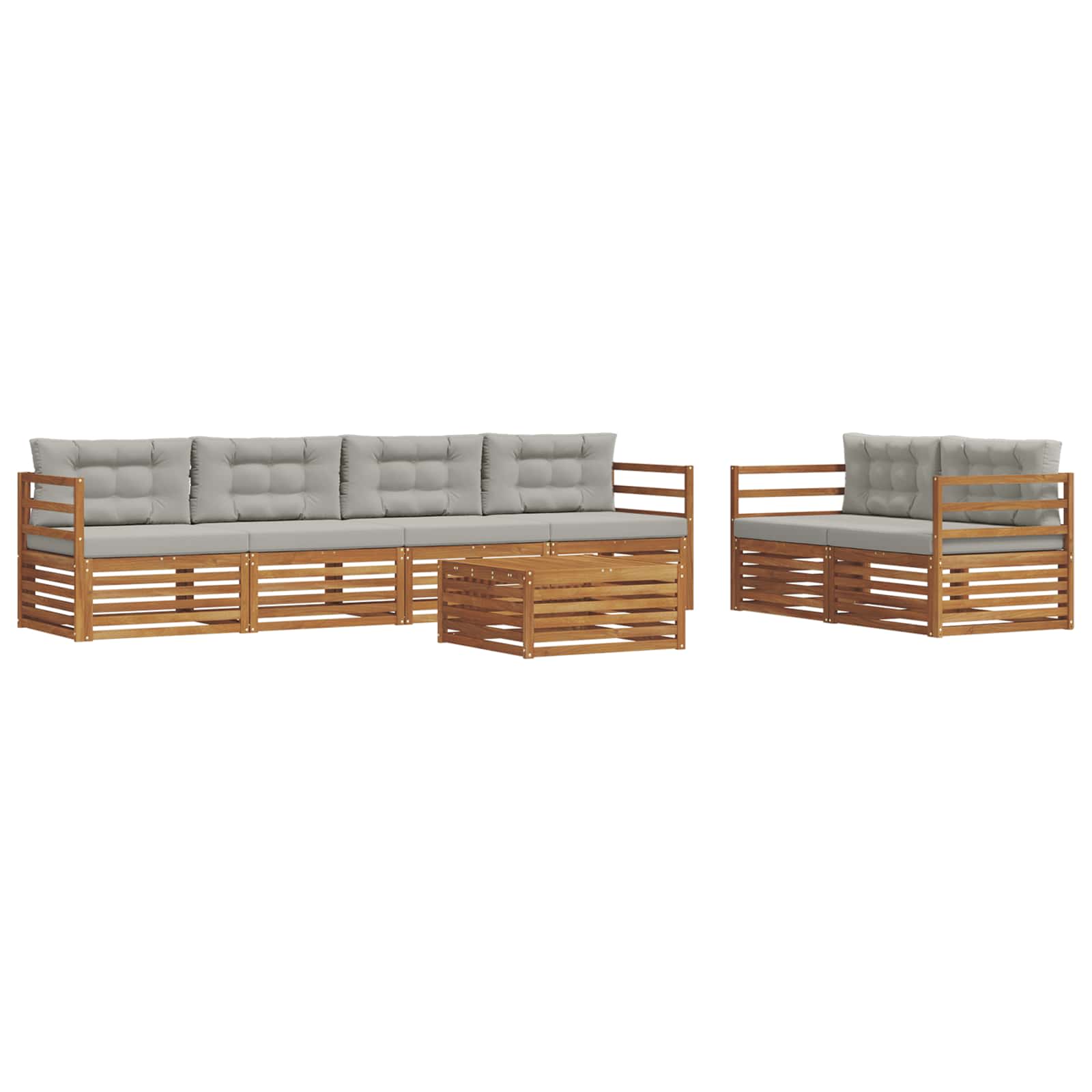 Zunanja garnitura za sedenje 7 pcs Naravna in svetlo siva - slika 2