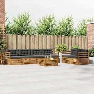 Zunanja garnitura za sedenje 7 pcs Naravna in antracitna