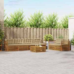 Zunanja garnitura za sedenje z blazino 7 pcs Naravna in bež