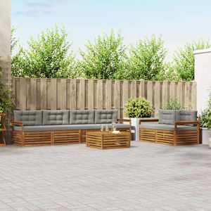 Zunanja garnitura za sedenje 7 pcs Naravna in svetlo siva