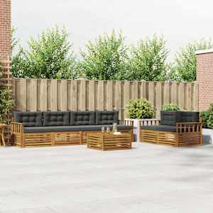 Zunanja garnitura za sedenje 7 pcs Naravna in antracitna