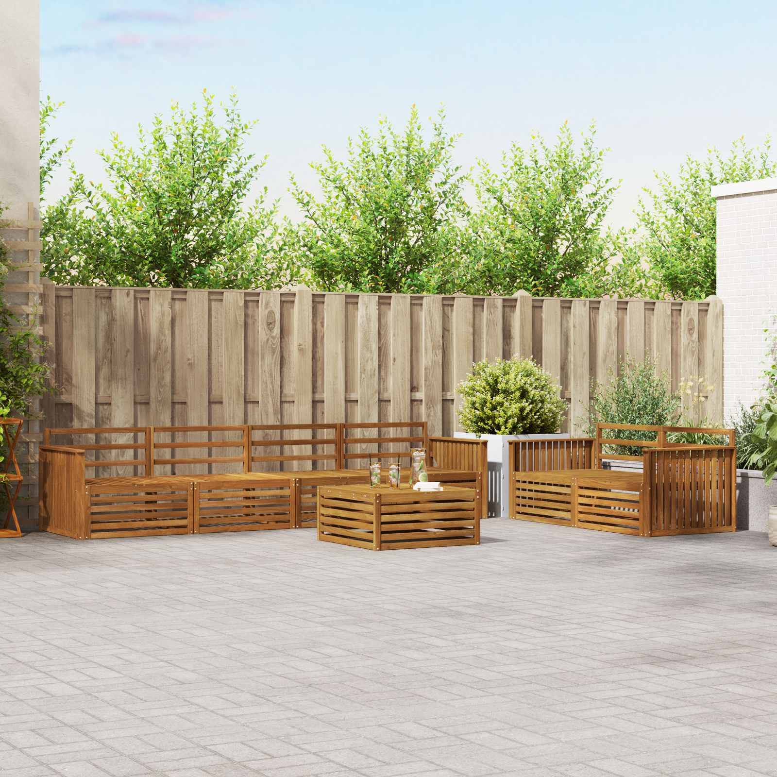 Zunanja garnitura za sedenje 7 pcs Naravna Masiven les akacije