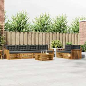 Zunanja garnitura za sedenje 7 pcs Naravna in antracitna