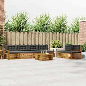 Zunanja garnitura za sedenje 7 pcs Naravna in antracitna