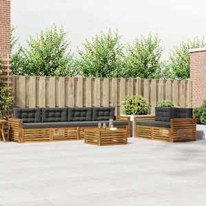 Zunanja garnitura za sedenje 7 pcs Naravna in antracitna