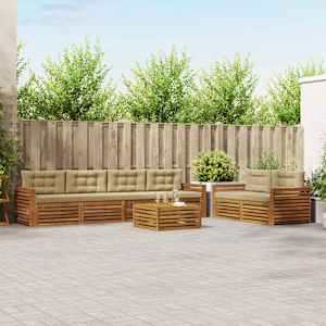 Zunanja garnitura za sedenje z blazino 7 pcs Naravna in bež