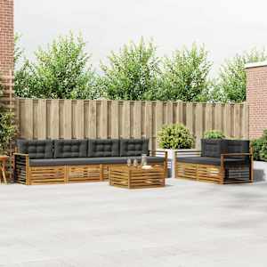 Zunanja garnitura za sedenje 7 pcs Naravna in antracitna