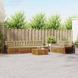 Zunanja garnitura za sedenje z blazino 7 pcs Naravna in bež