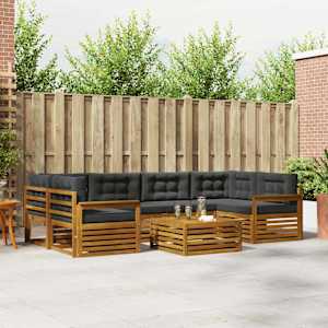 Zunanja garnitura za sedenje 7 pcs Naravna in antracitna