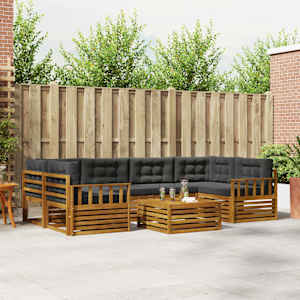 Zunanja garnitura za sedenje 7 pcs Naravna in antracitna