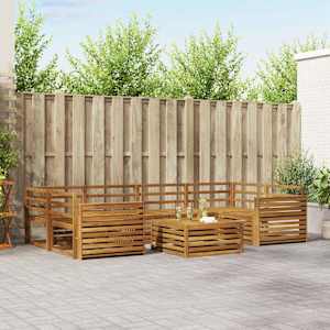 Zunanja garnitura za sedenje 7 pcs Naravna Masiven les akacije