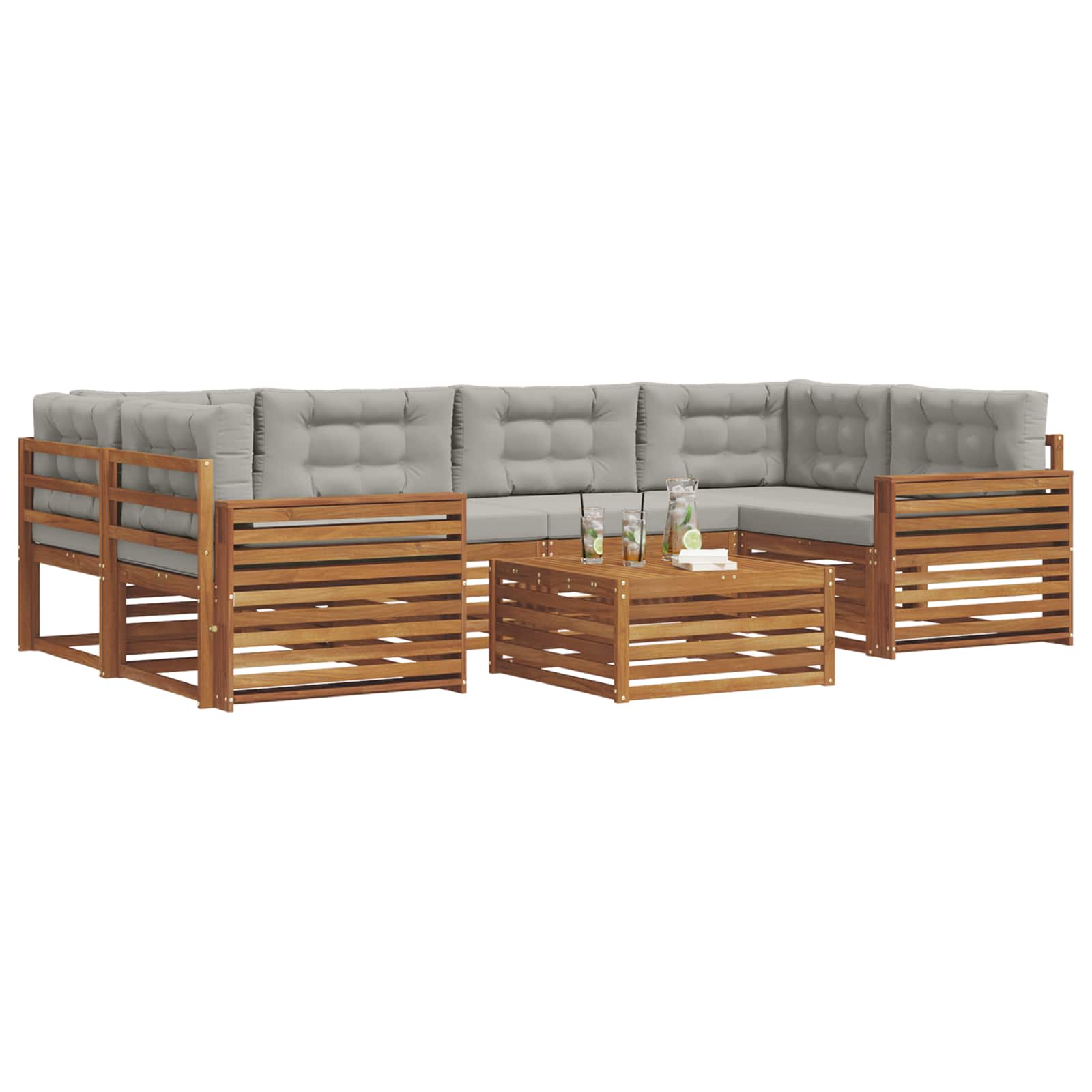 Zunanja garnitura za sedenje 7 pcs Naravna in svetlo siva - slika 3