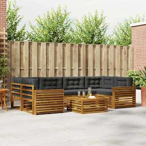 Zunanja garnitura za sedenje 7 pcs Naravna in antracitna