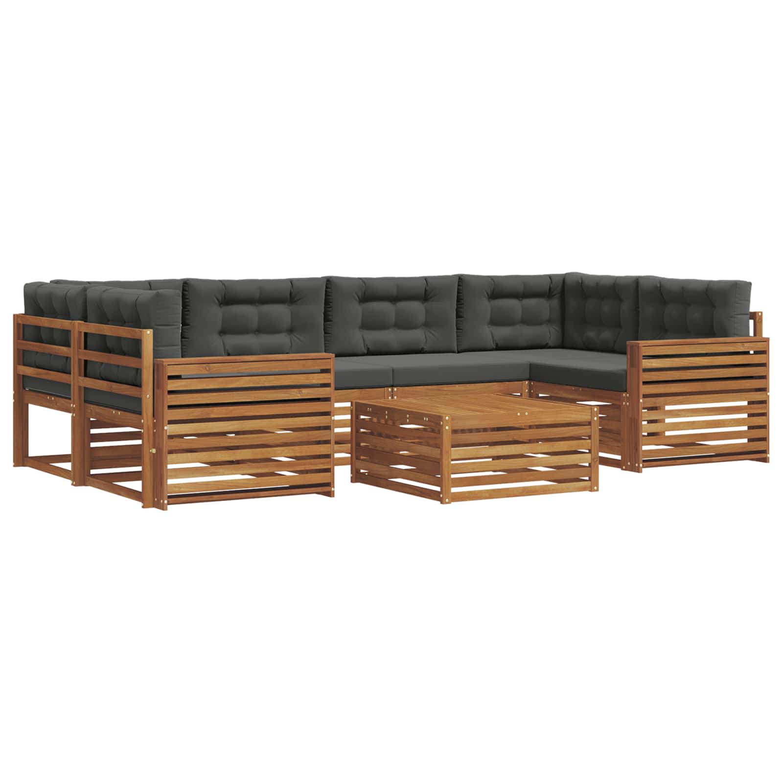 Thumbnail - vidaXL Outdoor-Sofagarnitur mit Kissen 8 pcs Natur und Anthrazit