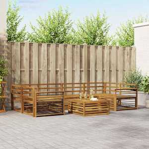 Zunanja garnitura za sedenje 7 pcs Naravna Masiven les akacije