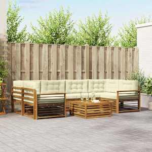 Zunanja garnitura za sedenje z blazino 8 pcs Naravna in smetana