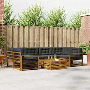 Zunanja garnitura za sedenje 7 pcs Naravna in antracitna