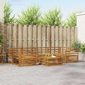 Zunanja garnitura za sedenje 7 pcs Naravna Masiven les akacije