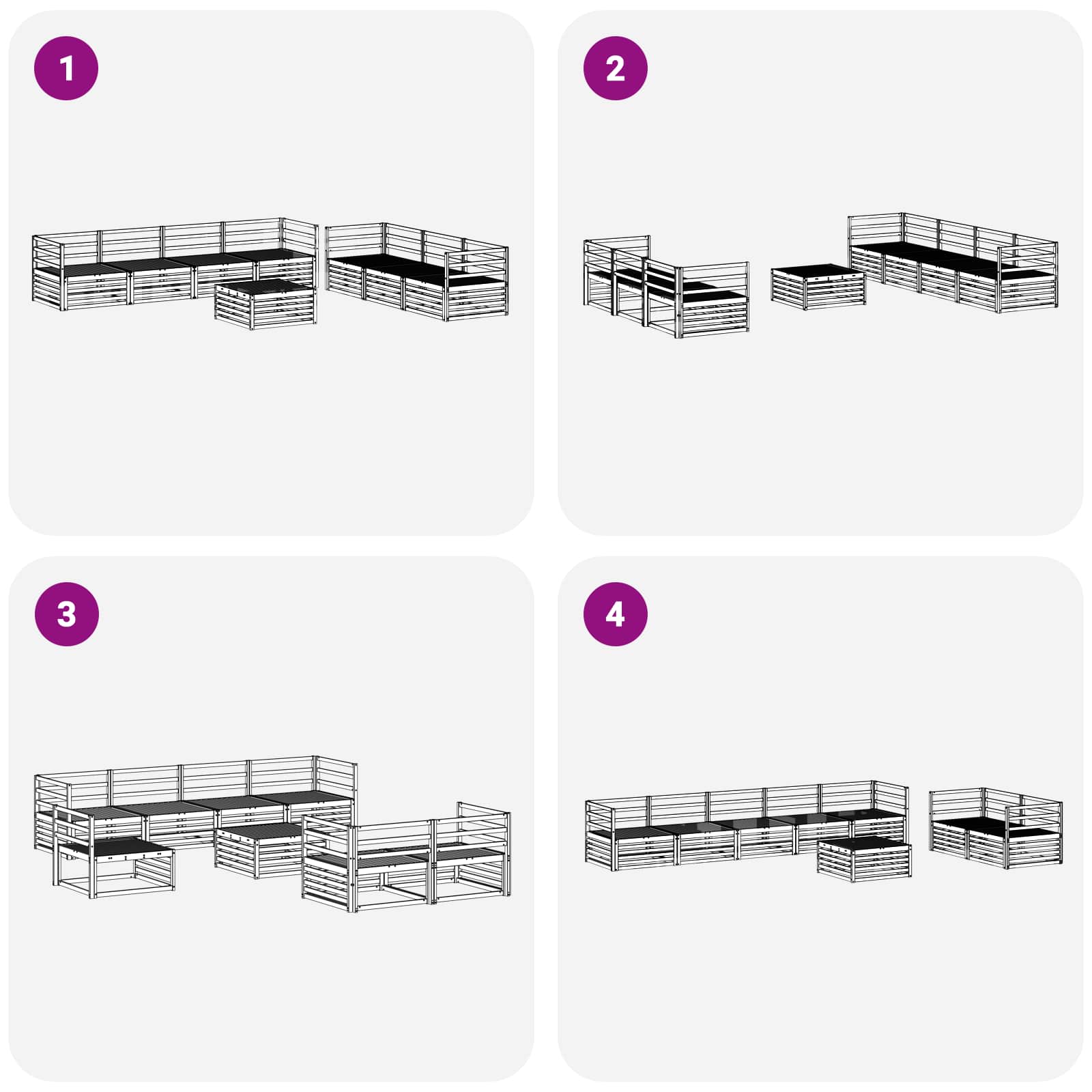 Zunanja garnitura za sedenje 8 pcs Naravna - slika 8