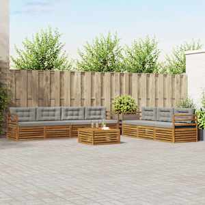 Zunanja garnitura za sedenje 8 pcs Naravna in svetlo siva