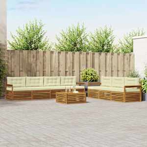 Zunanja garnitura za sedenje z blazino 8 pcs Naravna in smetana