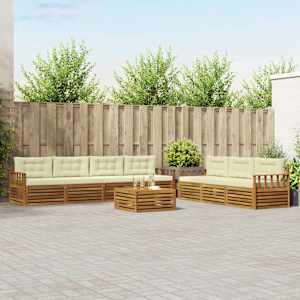 Zunanja garnitura za sedenje z blazino 8 pcs Naravna in smetana