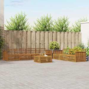 Zunanja garnitura za sedenje 8 pcs Naravna