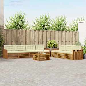 Zunanja garnitura za sedenje z blazino 8 pcs Naravna in smetana