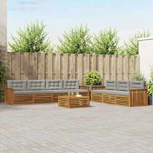 Zunanja garnitura za sedenje 8 pcs Naravna in svetlo siva